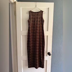 Vintage Leopard Print Sleeveless Maxi Dress